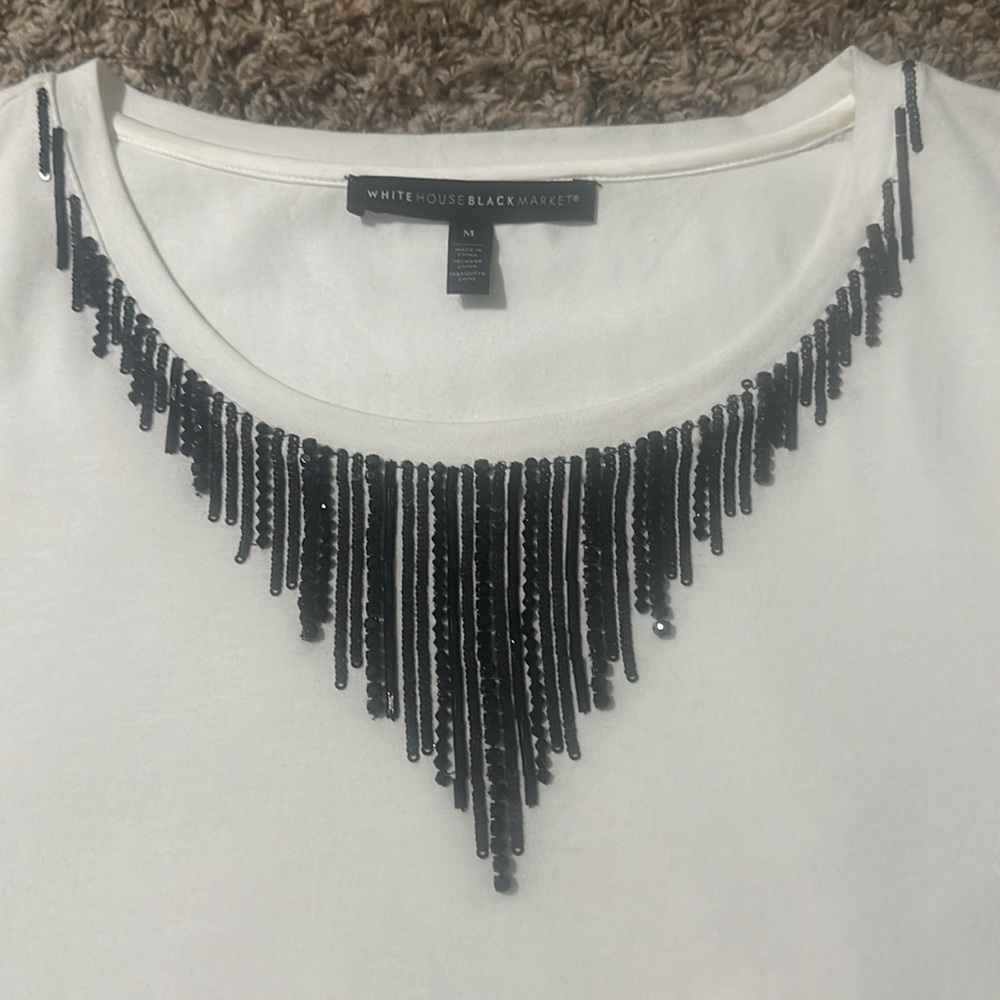 White House Black Market Tshirt w black embellishments